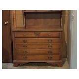 Vintage Chest of Drawers with Removable Hutch and Brass Pulls