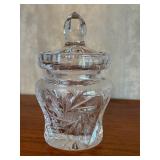 Vintage Crystal Jam Jar with Lid, 6.5 Inches Tall