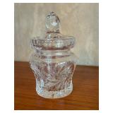 Vintage Crystal Jam Jar with Lid, 6.5 Inches Tall