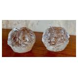 Pair of Vintage Kosta Boda Snowball Glass Candle Holders, 3 Inch