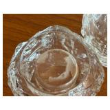 Pair of Vintage Kosta Boda Snowball Glass Candle Holders, 3 Inch