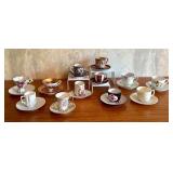 Set of 12 Assorted Vintage Demitasse Tea Cups with Saucers
