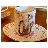 Set of 12 Assorted Vintage Demitasse Tea Cups with Saucers