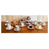 Set of 12 Assorted Vintage Demitasse Tea Cups with Saucers
