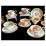 Collection of Assorted English Bone China Teacups and Saucers