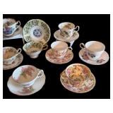 Collection of Assorted English Bone China Teacups and Saucers