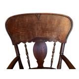 Vintage Wooden Armchair with Upholstered Seat