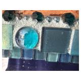 Artisan Crafted Mirror with Blue Mosaic Glass Frame