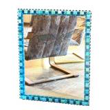 Artisan Crafted Mirror with Blue Mosaic Glass Frame