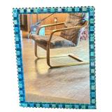 Artisan Crafted Mirror with Blue Mosaic Glass Frame