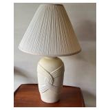 31-Inch Textured Ceramic Table Lamp with Pleated Shade