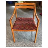 Mid-Century Wooden Armchair with Patterned Upholstery