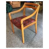 Mid-Century Wooden Armchair with Patterned Upholstery