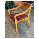 Mid-Century Wooden Armchair with Patterned Upholstery