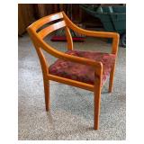 Mid-Century Wooden Armchair with Patterned Upholstery