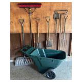 Yard Cart and Assorted Garden Tools Collection