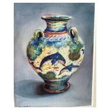 Framed Watercolor Vase Painting by Pantelis X. Zografos