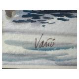 Framed Watercolor Painting of Spanish Landmark Signed by Artist