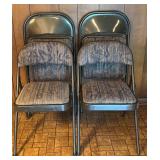 Set of 4 Meco Graphite Folding Chairs with Cushioned Seats