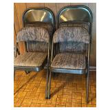 Set of 4 Meco Graphite Folding Chairs with Cushioned Seats