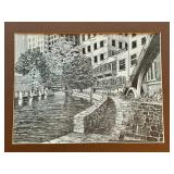 Framed Vintage Black and White  Drawing Print