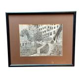 Framed Vintage Black and White  Drawing Print