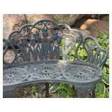 Decorative Metal Garden Bench with Tulip Design