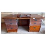 Large Wooden Office Desk with Storage Drawers