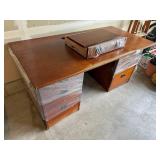 Large Wooden Office Desk with Storage Drawers