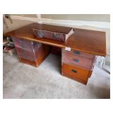 Large Wooden Office Desk with Storage Drawers