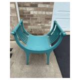 Decorative Teal Bench and Metal Black Cat Silhouette Lawn Decor