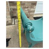 Decorative Teal Bench and Metal Black Cat Silhouette Lawn Decor