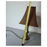 Pair of Brass Table Lamps with Fabric Shades