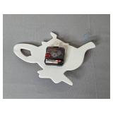 Mantel Clock, Sharp Alarm Clock, and Teapot Wall Clock Lot