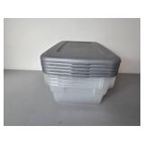 Lot of 2 Three-Drawer Storage Organizers and Stackable Plastic Storage Bins