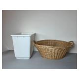 Laundry Basket, Wicker Basket, and Plastic Storage Bin Set