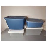 Set of 4 Plastic Storage Totes with Lids