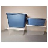 Set of 4 Plastic Storage Totes with Lids