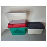 Set of 3 Plastic Storage Bins with Lids