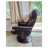 True Innovations Brown Leather Recliner Chair with Ottoman