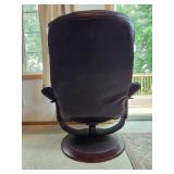 True Innovations Brown Leather Recliner Chair with Ottoman
