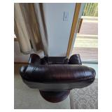 True Innovations Brown Leather Recliner Chair with Ottoman