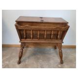 Vintage Ethan Allen Wooden Spindle Magazine Holder Table with Hinged Top, 24x27x17 Inches