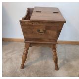 Vintage Ethan Allen Wooden Spindle Magazine Holder Table with Hinged Top, 24x27x17 Inches