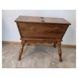 Vintage Ethan Allen Wooden Spindle Magazine Holder Table with Hinged Top, 24x27x17 Inches