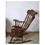 Wooden Spindle Back Rocking Chair with Armrests