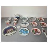 1989 Dayton Hudson Christmas Porcelain Tea Set and Plates Made in Japan