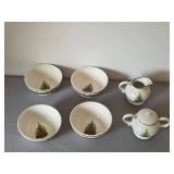 Christopher Radko Traditions Holiday Celebrations Serving Set with Creamer, Sugar Bowl, and 4 Bowls