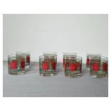 Holiday Glassware Set with Christmas Tree and Poinsettia Designs - Glasses, Tumblers, Mugs
