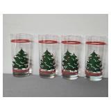 Holiday Glassware Set with Christmas Tree and Poinsettia Designs - Glasses, Tumblers, Mugs